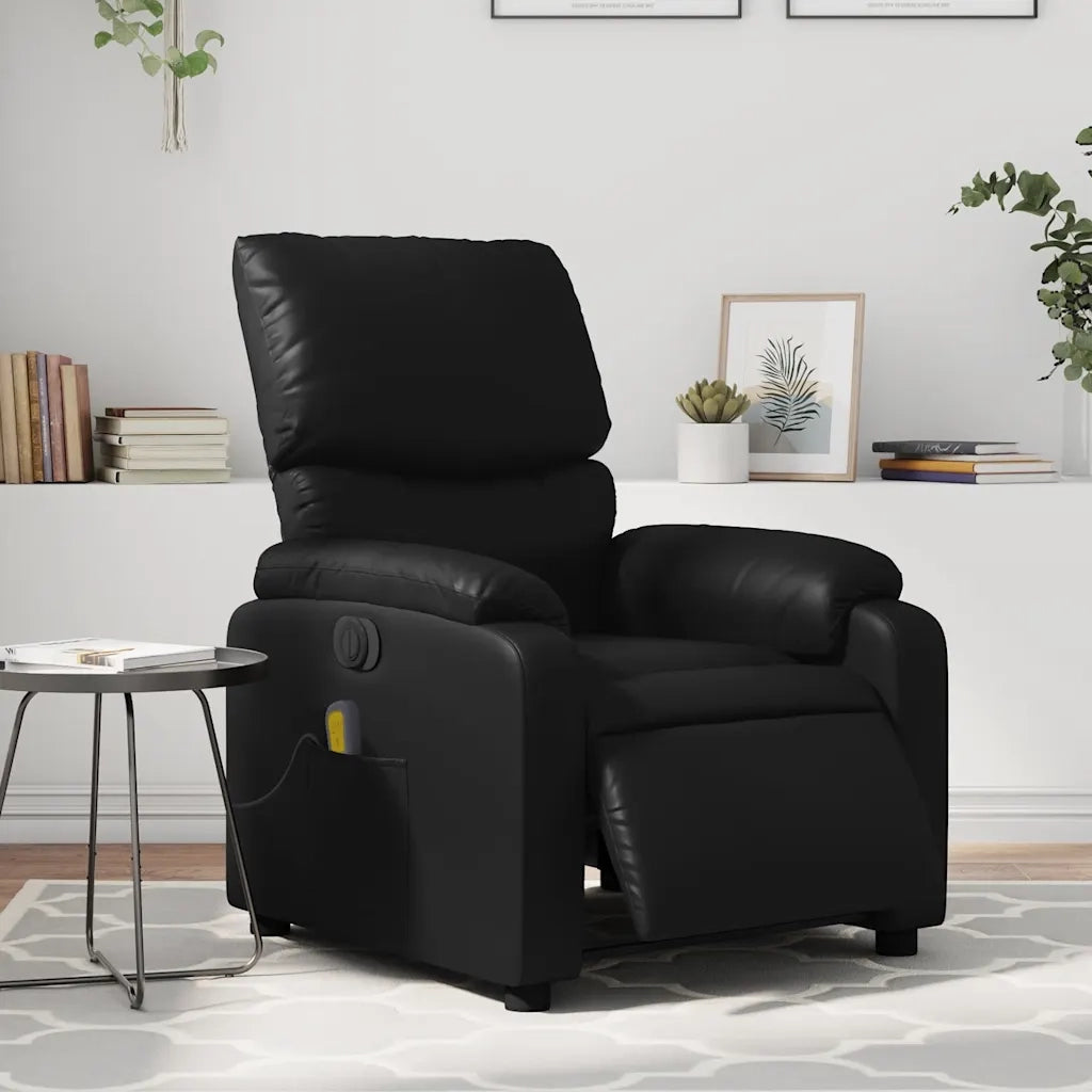 Poltrona Massaggiante | Sedia Relax Reclinabile Elettrica Nera in Similpelle