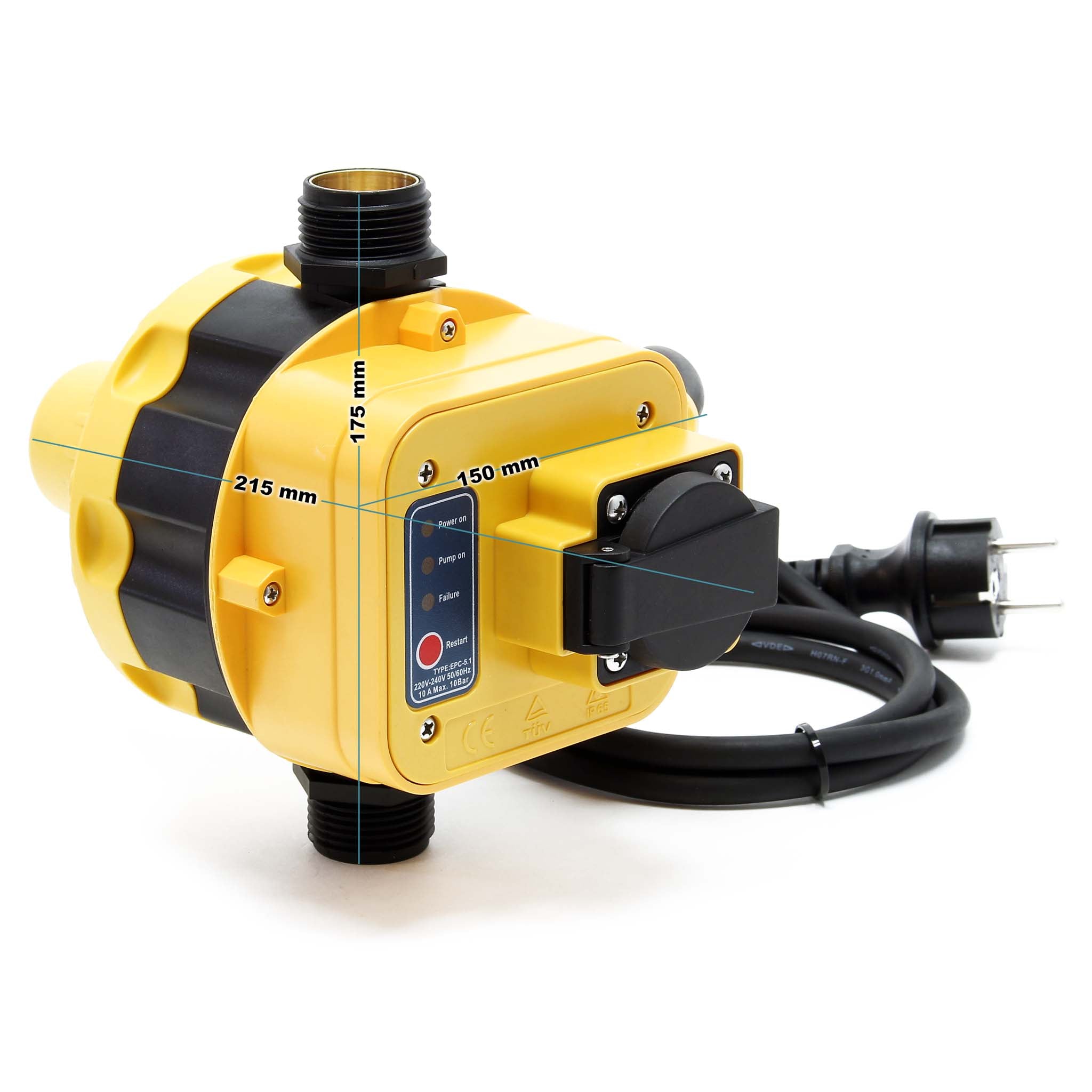 Pressostato EPC-5.1 230V con presa per pompa autoclave elettropompa domestica monofase