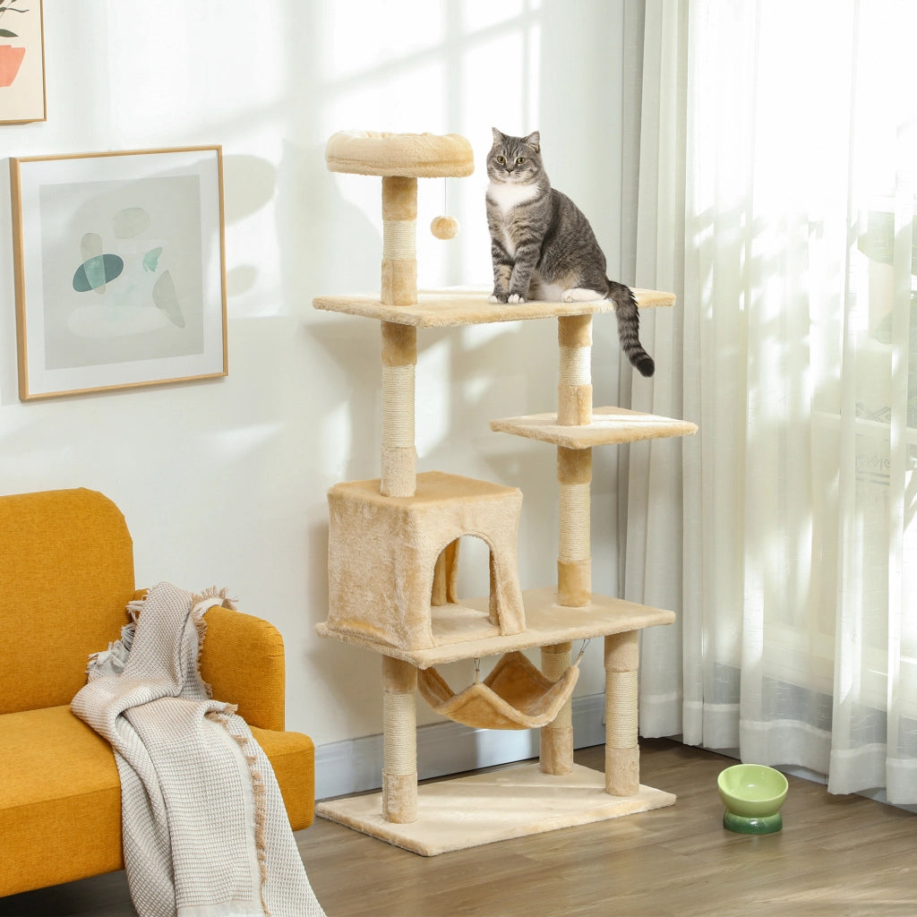 Albero tiragraffi per gatti grande con piattaforme ¨C zephmum ¨C beige 70x40x152 cm