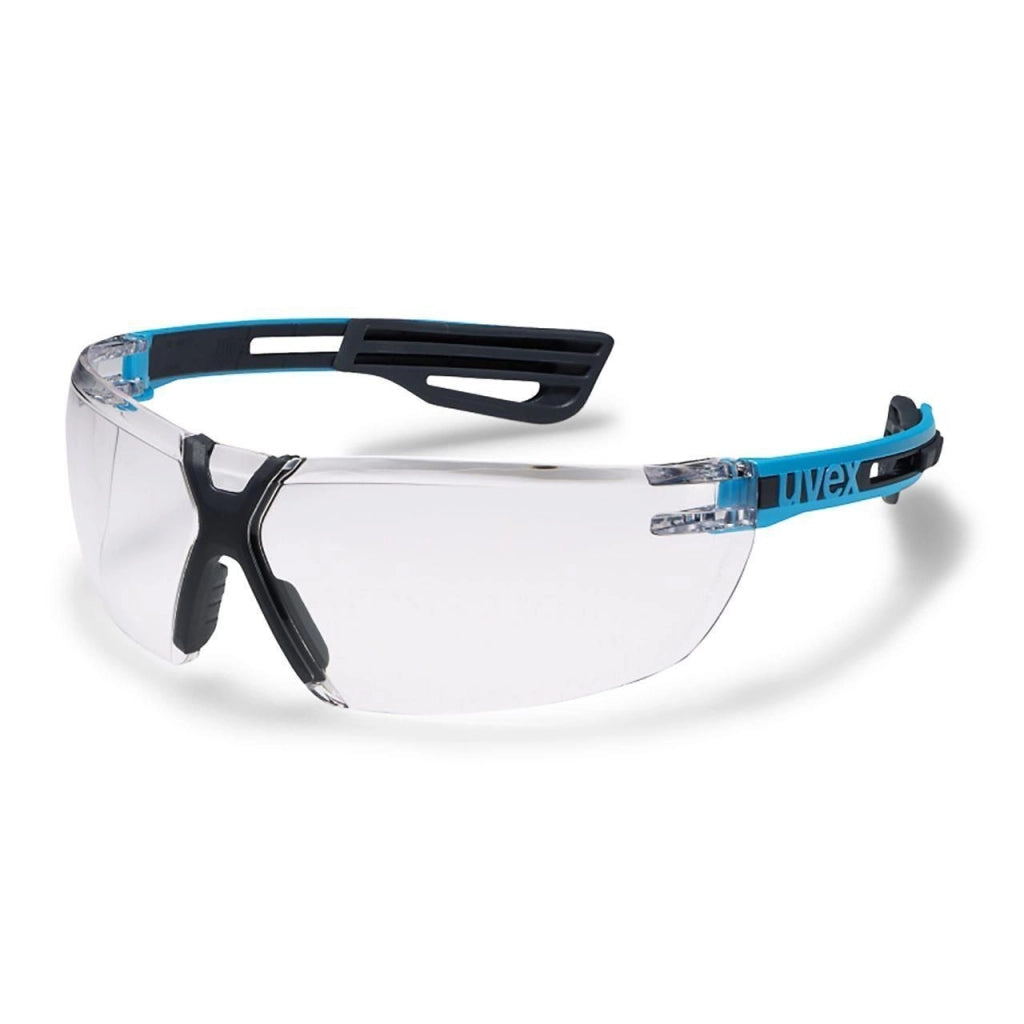 Uvex 9199245 x-fit pro Occhiali di Protezione Lenti PC Antigraffio Antiappannamento UV400 EN 166 EN 170 colore Blu Antracite