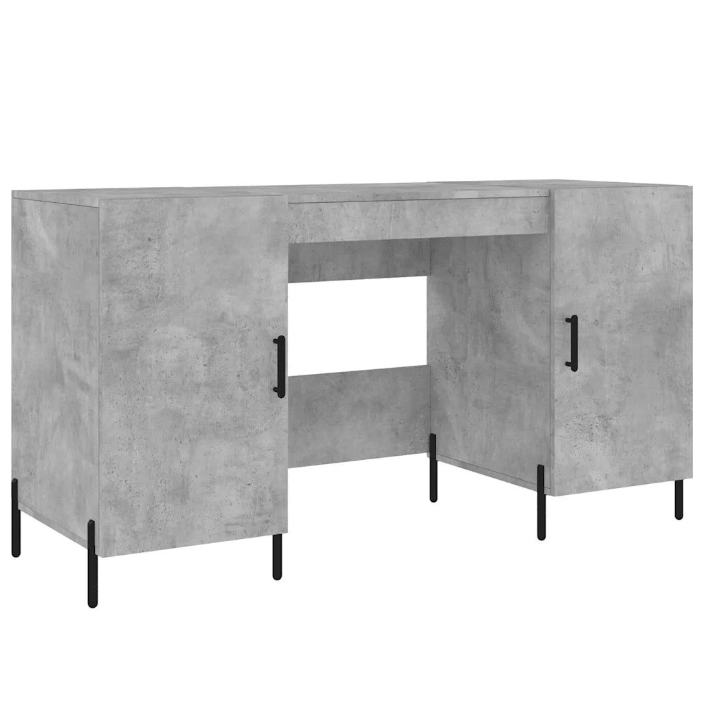 Scrivania | Tavolo da Ufficio Grigio Cemento 140x50x75 cm in Legno Multistrato