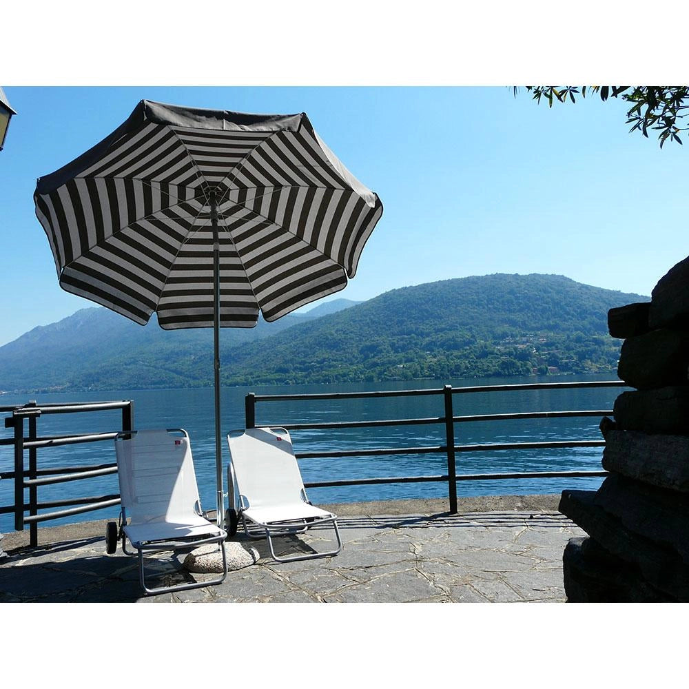 Ombrellone da Giardino Ø2 m Palo Ø33 mm in Acciaio Maffei Venezia Duplex Tortora/Bianco e Tortora