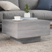 Tavolino da Soggiorno con Luci LED-Tavolino da Salotto-Tavolo Grigio Sonoma 55x55x31 cm