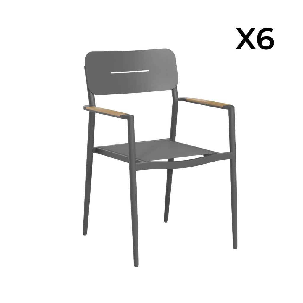 Set tavolo da giardino ovale estensibile in alluminio con 6 sedie,