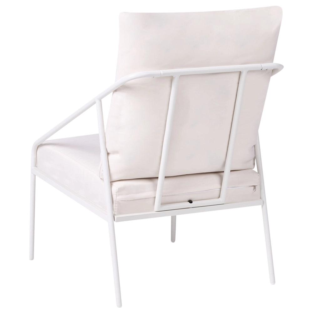 Set da giardino in metallo bianco con cuscini in cotone per 4 persone con rivestimenti sfoderabili Poltrone Divano Tavolino Moderno
