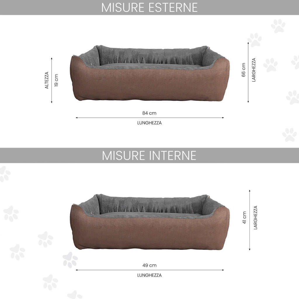 Cuccia per Cani e Gatti Doubleface 62x50x17 cm in Poliestere Love Tortora