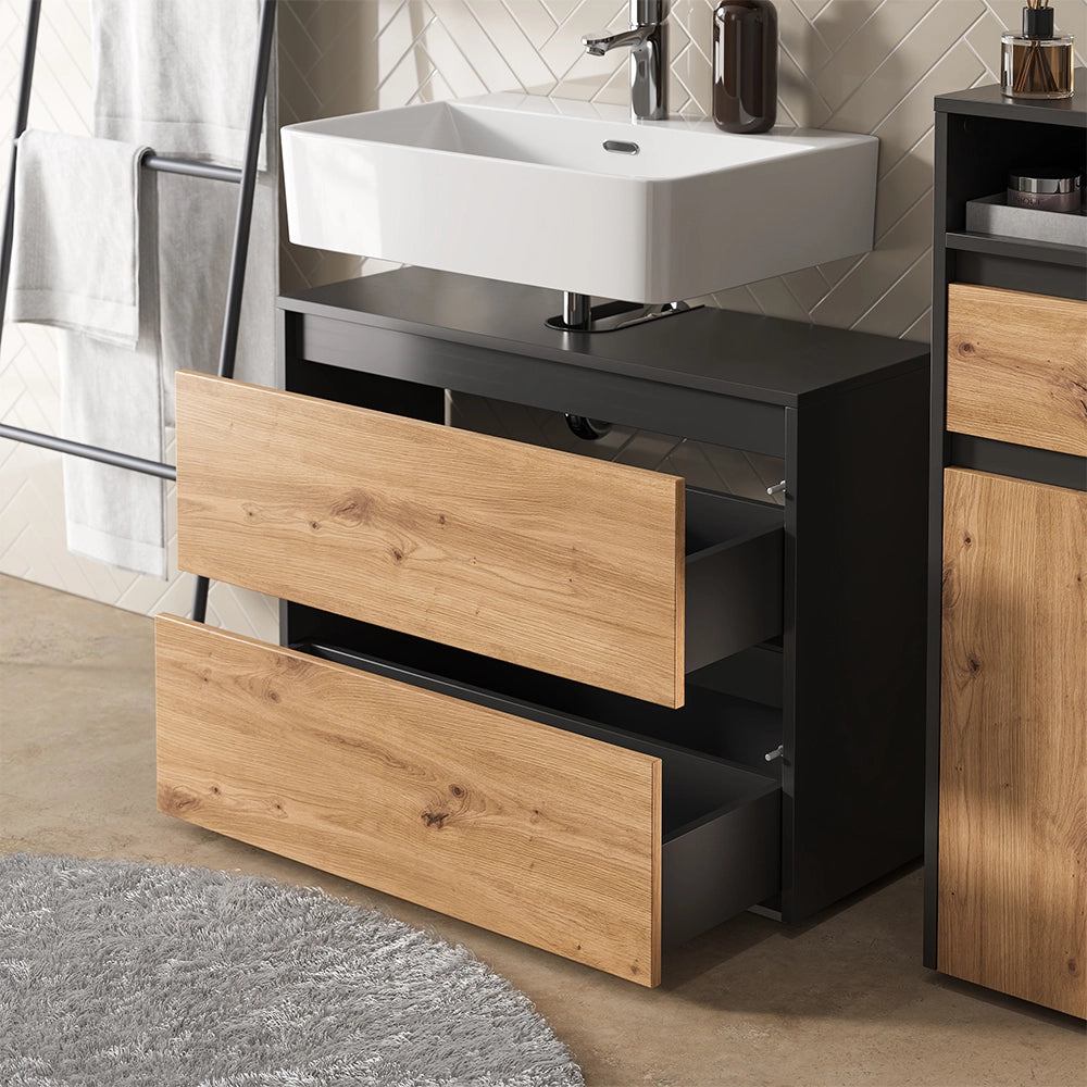 Vicco Set di mobili da bagno Antracite/Artisan 3 parti