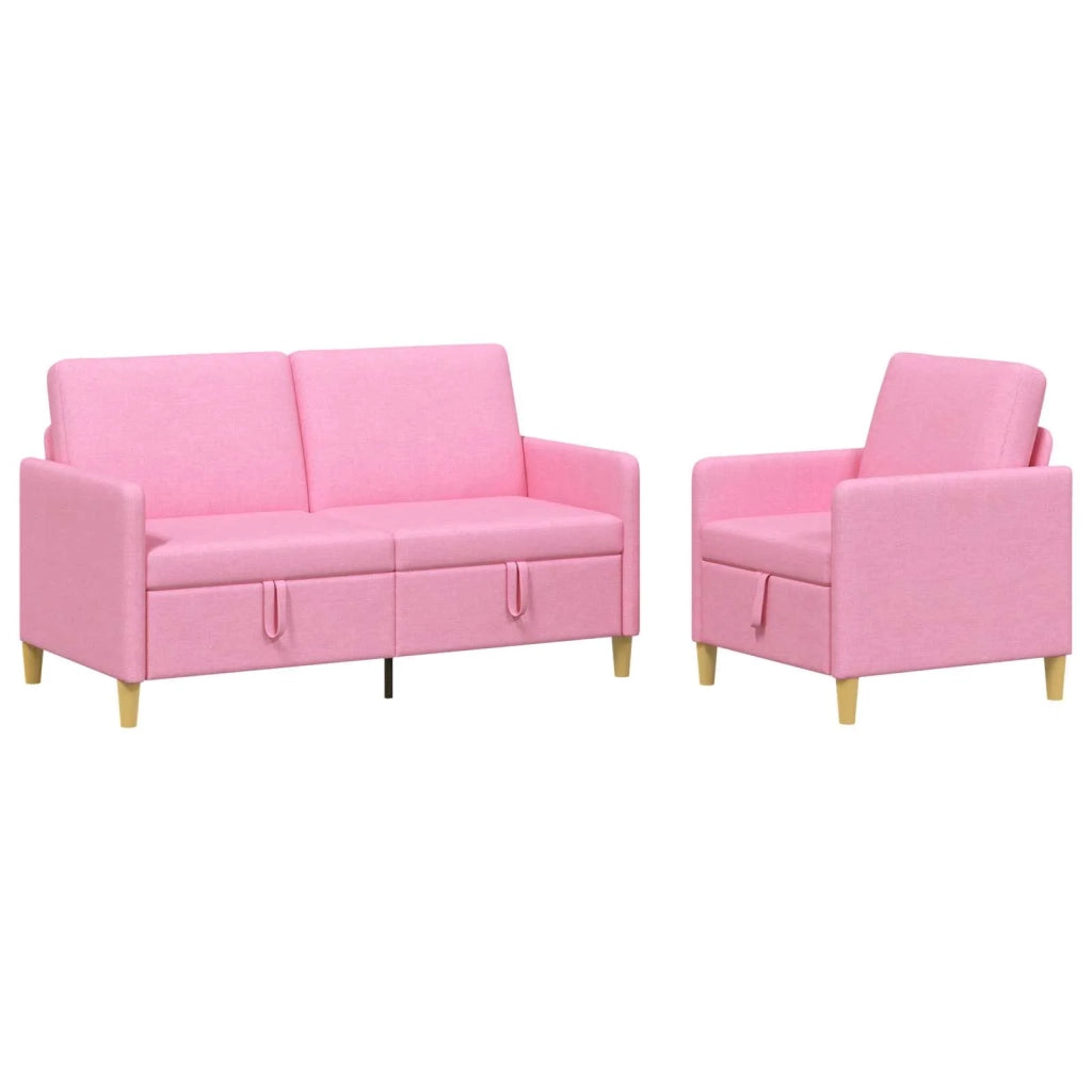 Set di Divani con Storage 2 pz Rosa Poliestere 3429188