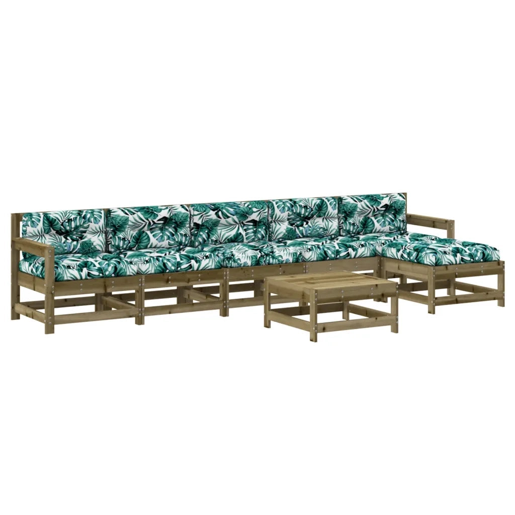 Set Divani da Giardino 7pz con Cuscini Legno Impregnato di Pino 3185975