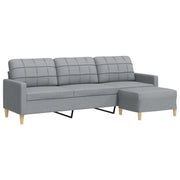 Divano | Divano da soggiorno | Sofa a 3 Posti con Poggiapiedi Grigio Chiaro 210cm in Tessuto