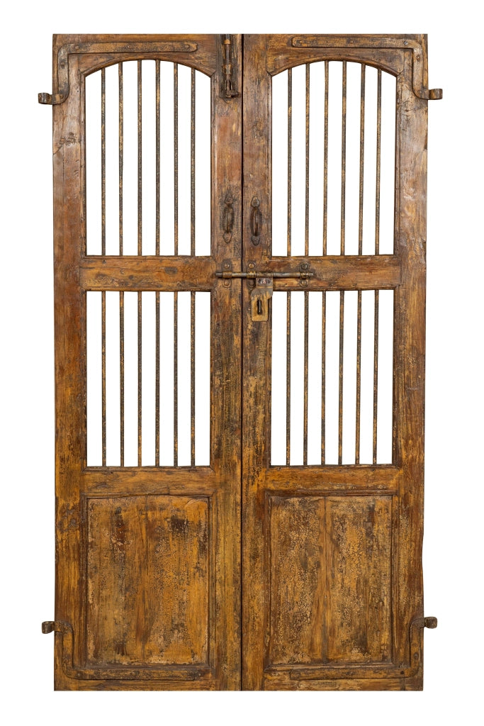 Biscottini Porta portone in legno massello e ferro da interno o da esterno vecchia e antica medievale scorrevole
