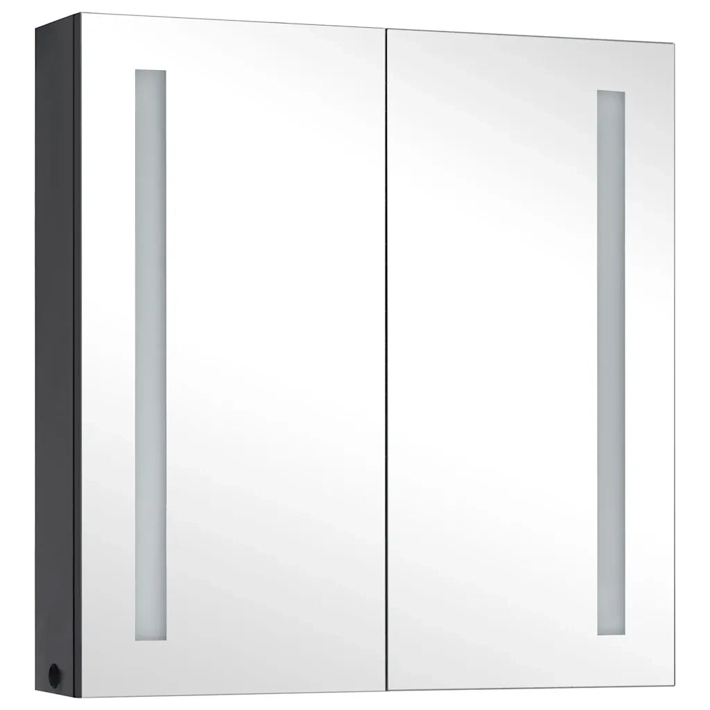 Armadietto Bagno con Specchio e LED-Mobile bagno con specchio 60x14x62 cm