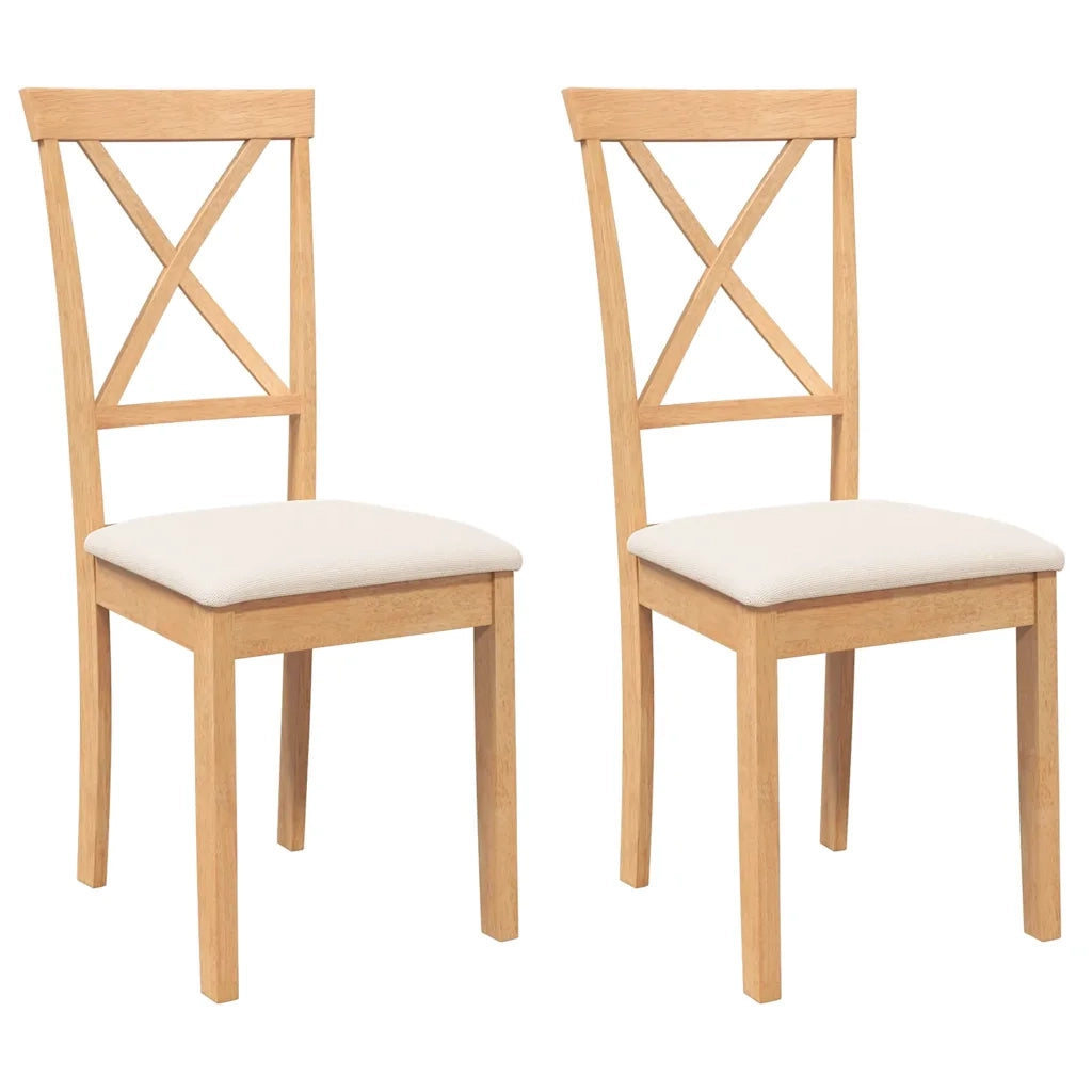Sedie da Pranzo con Cuscini 2 pz in Legno Massello di Hevea
