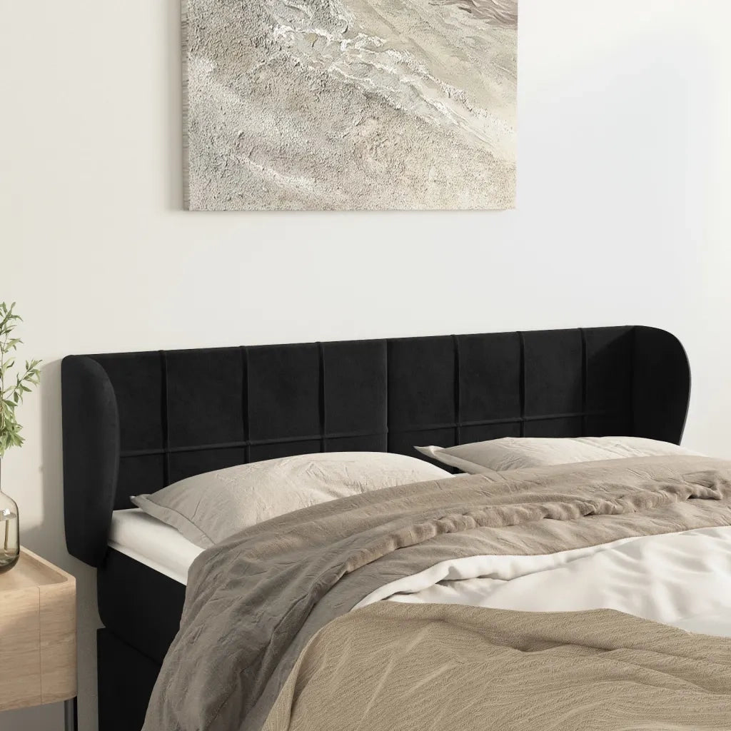 Testiera ad Orecchio-Testata con Orecchie Nera 147x23x78/88 cm in Velluto 957967