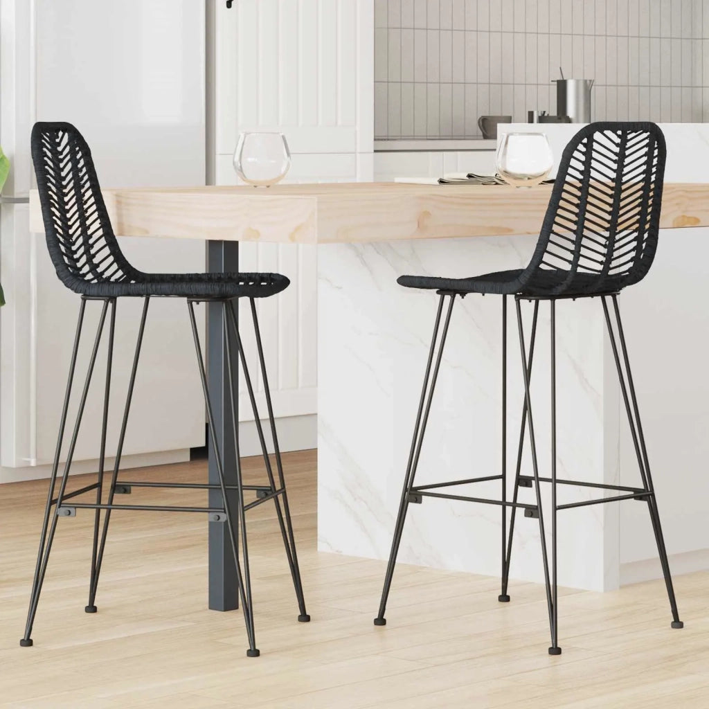 Sedia da Bar 2 pcs 44 x 52 x 111 cm Rattan e Ferro