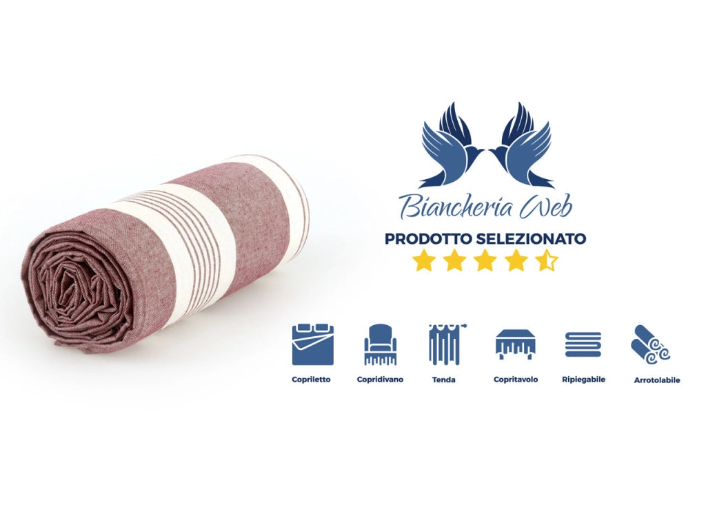 Telo Arredo Granfoulard Copritutto Cotone Made Italy Vari Disegni Arredatutto Copriletto Multiuso - 2 Piazze - Grancasa Bordeaux