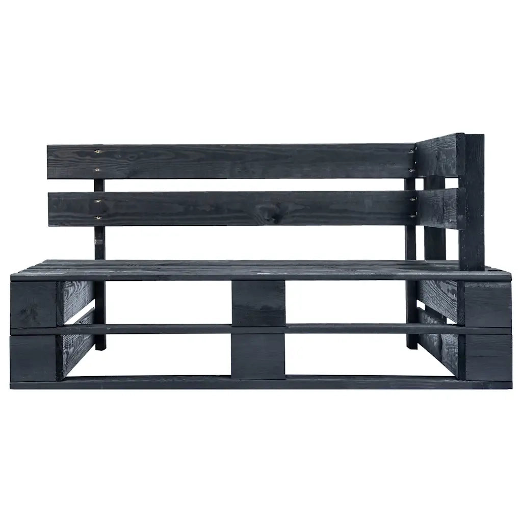 Panca Angolare da Giardino su Pallet in Legno Nera