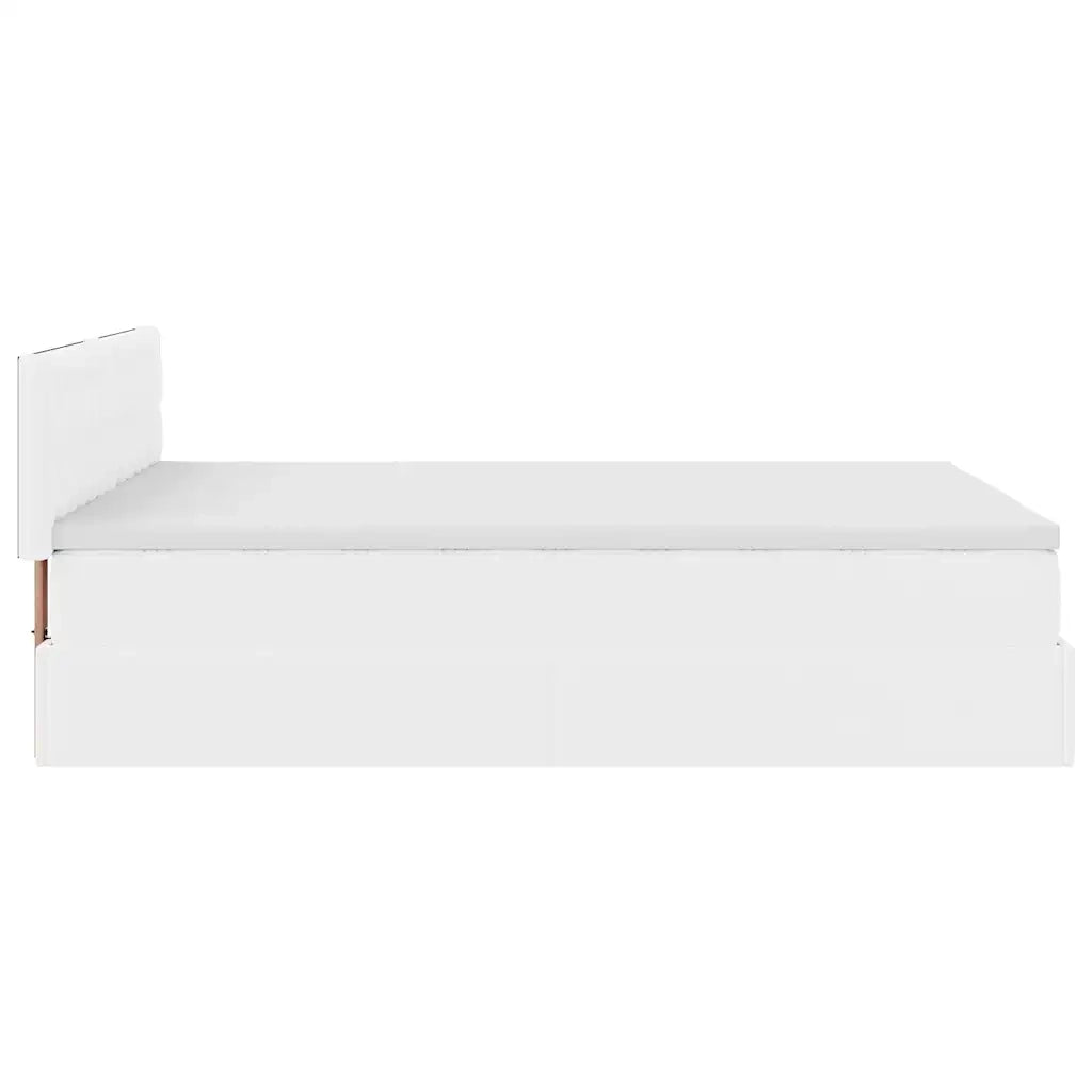 Pouf Letto con Materassi e LED Bianco Puro 140x200cm Similpelle 3312158