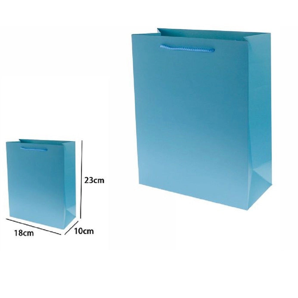 Trade Shop - Set 3pz Buste Borsa Regalo Sacchetti 23x18x10cm 69903 Celeste Con Manico Cordino -
