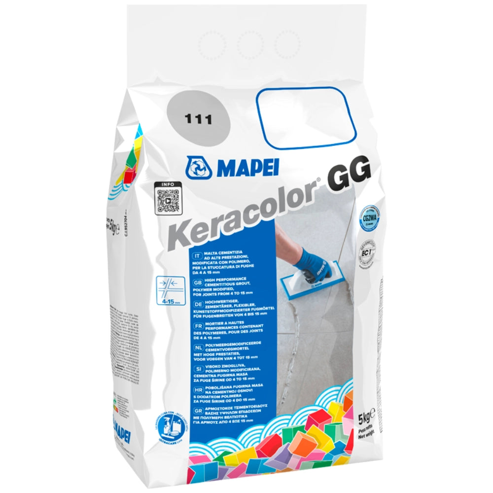 Stucco fughe grana grossa ceramiche piastrelle mosaici keracolor gg sacco 5 kg *** colore- grigio argento - 111, conf...
