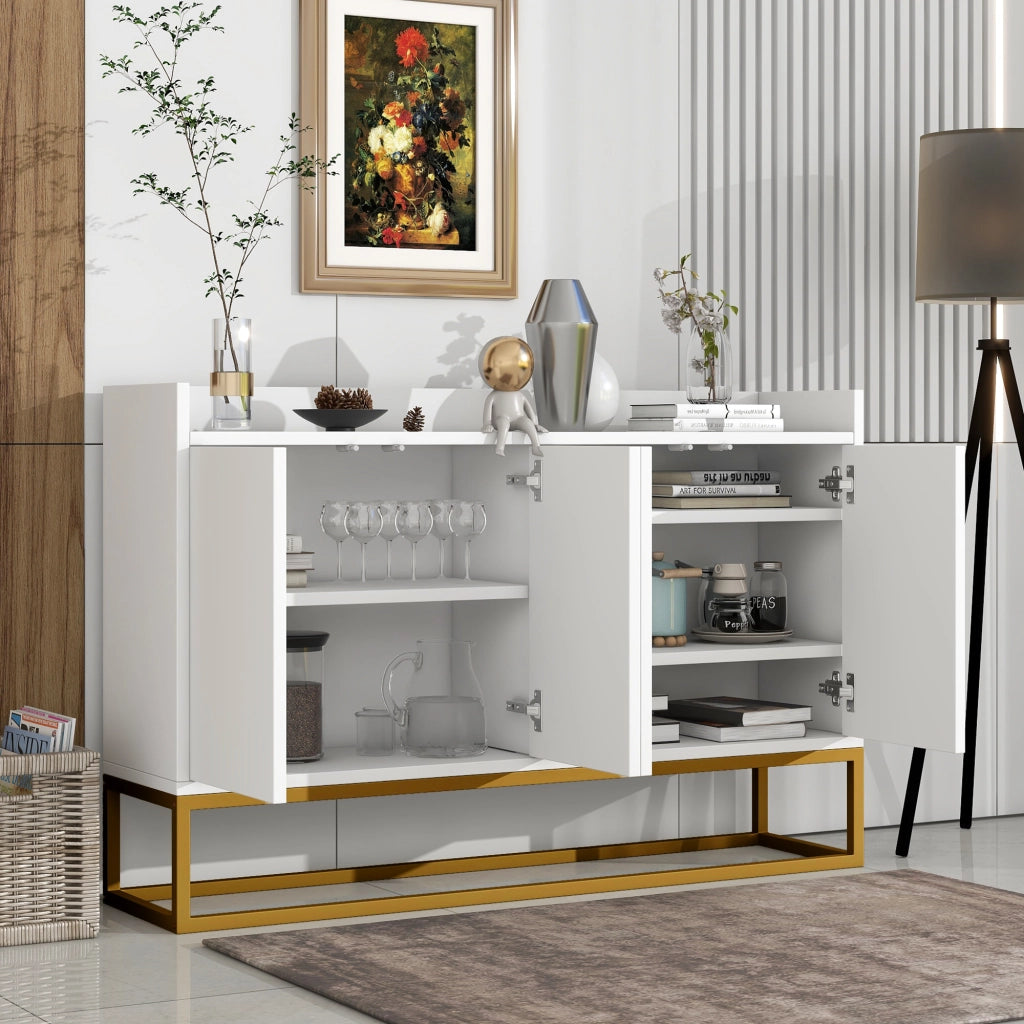 Credenza 4 Ante senza Maniglie ¨C MINIMAL ¨C Bianco, Stile Moderno