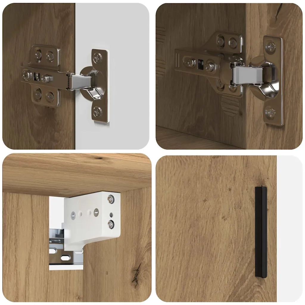 Set di mobili per il bagno con porta 4 pcs Rovere artigianale 3393012