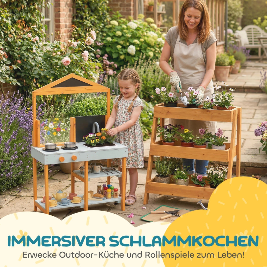 Cucina da gioco per bambini in legno ¨C zephmum ¨C blu chiaro