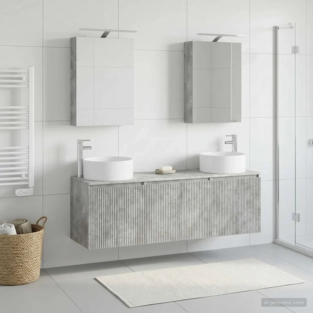 Set di Armadi da Bagno 5 pcs Grigio Cemento 3406554