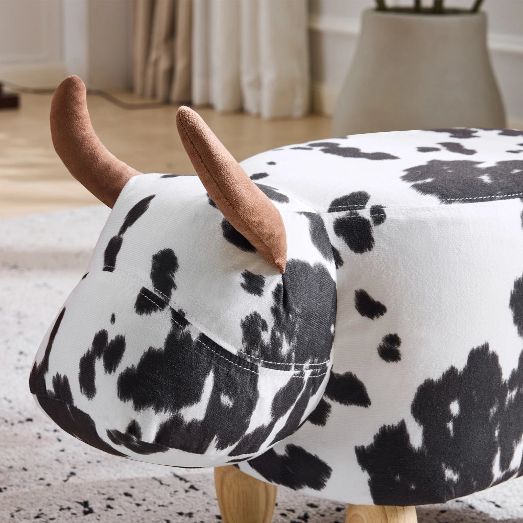 Pouf sgabello per cambio scarpe con piedini in legno massello antiscivolo in schiuma e legno nero e bianco