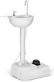 Lavello Campeggio Car 50 X 34 X 102 CM Lavabo Campeggio Pompa a Piede in HDPE Sicuro e Durevole, con Serbatoio Acqua da 17 L Dispenser di Sapone 2,5-3 L Porta Asciugamani Campeggio Viaggi