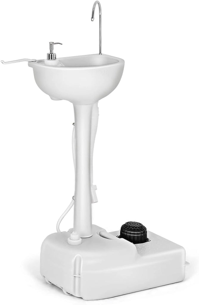 Lavello Campeggio Car 50 X 34 X 102 CM Lavabo Campeggio Pompa a Piede in HDPE Sicuro e Durevole, con Serbatoio Acqua da 17 L Dispenser di Sapone 2,5-3 L Porta Asciugamani Campeggio Viaggi
