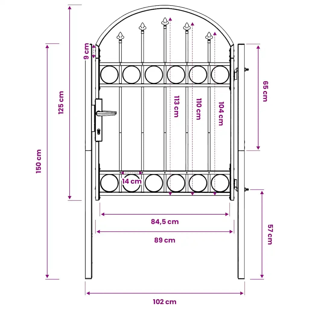 vidaXL Cancello per recinzione Grigio 100 x 125 cm
