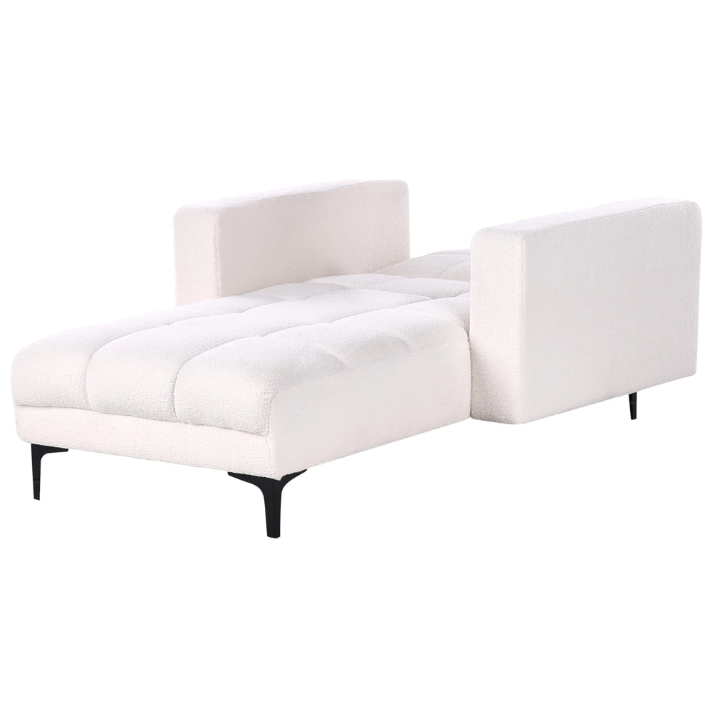 Chaise longue in tessuto bouclè bianco reclinabile con schienale a 3 posizioni stile elegante