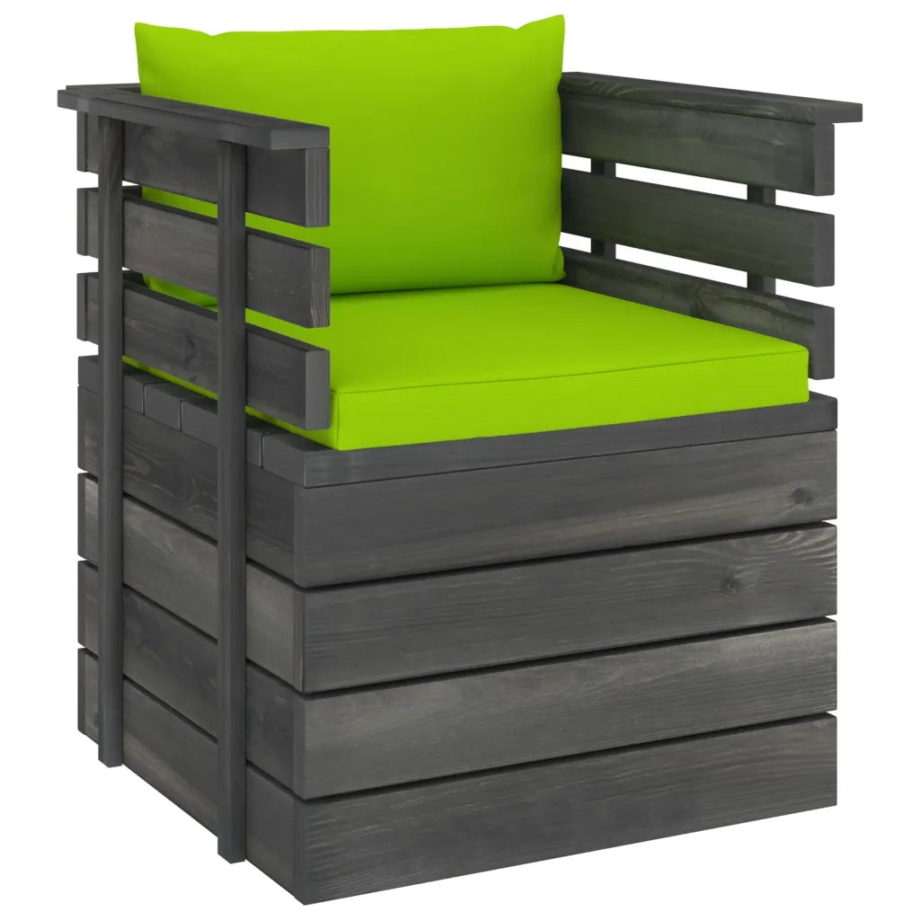 Poltrona da Giardino con Cuscini in Legno di Pino cod mxl 72347