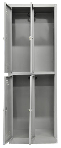 Armadio Spogliatoio 4 Ante 60x40x167 cm in Metallo Verniciato Grigio Chiaro