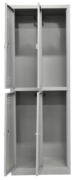 Armadio Spogliatoio 4 Ante 60x40x167 cm in Metallo Verniciato Grigio Chiaro