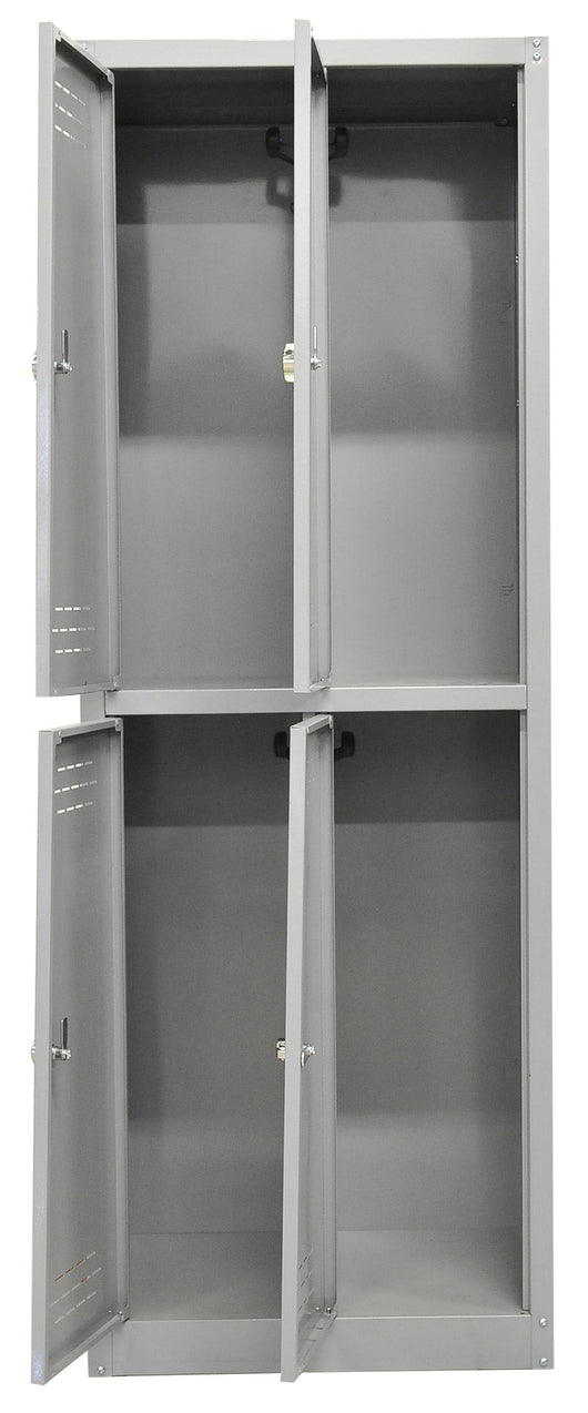 Armadio Spogliatoio 4 Ante 60x40x167 cm in Metallo Verniciato Grigio Chiaro