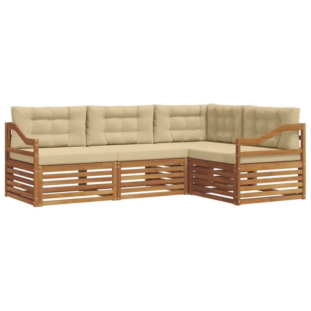 Set di divani da esterno con cuscino 4 pcs Naturale e Beige
