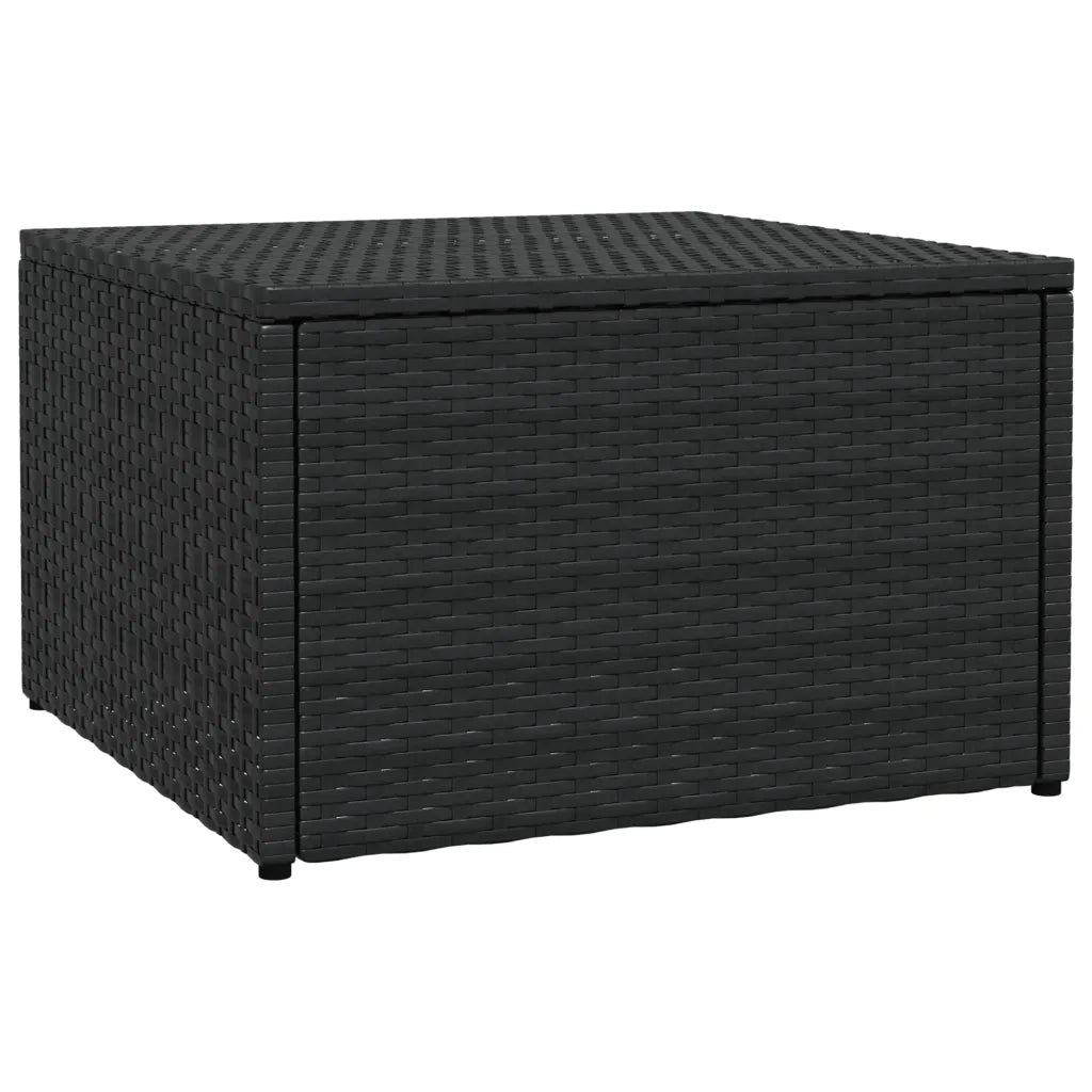 Poggiapiedi da Giardino con Cuscini Nero in Polyrattan 310489