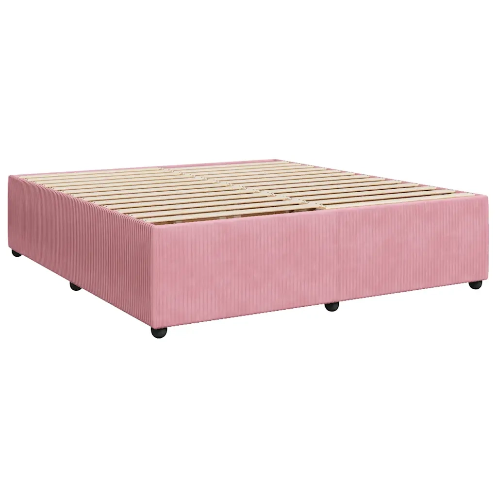 Giroletto a Molle con Materasso Rosa 180x200 cm in Velluto