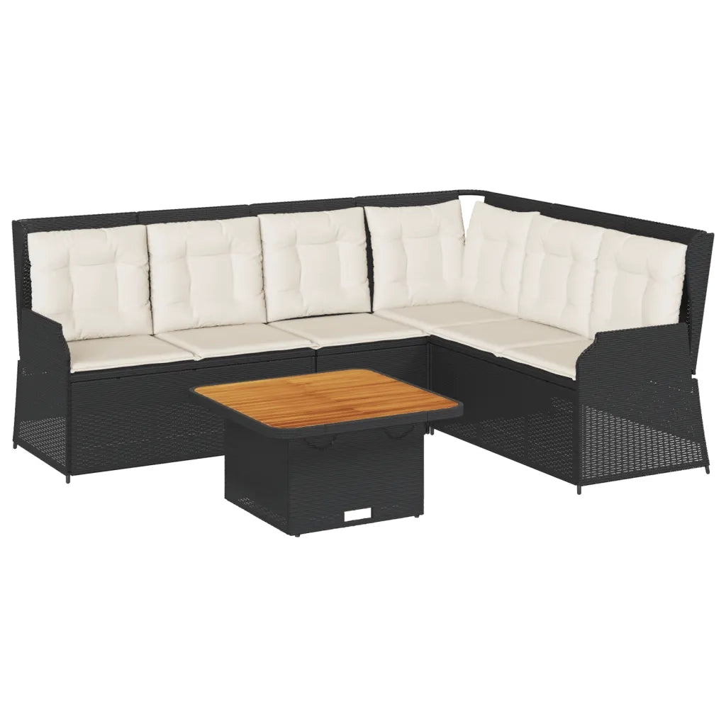 Set Divani da Giardino 5 pz con Cuscini Nero in Polyrattan