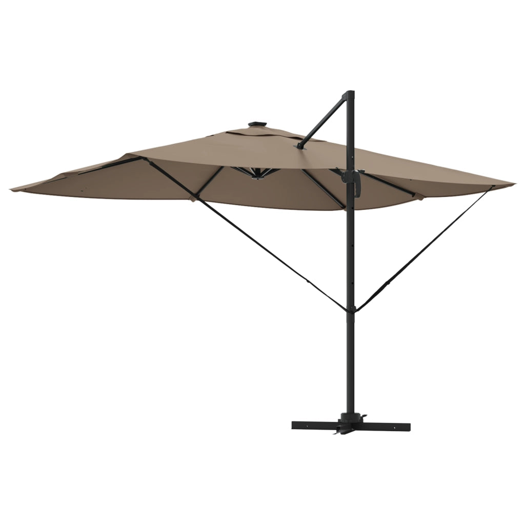 Ombrellone Roma a Sbalzo con LED Tortora 352x251x265 cm Alluminio