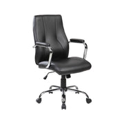 Sedia da ufficio Yuki, Poltrona direzionale con braccioli, Sedia ergonomica da ufficio, 64x58h101/111 cm, Nero