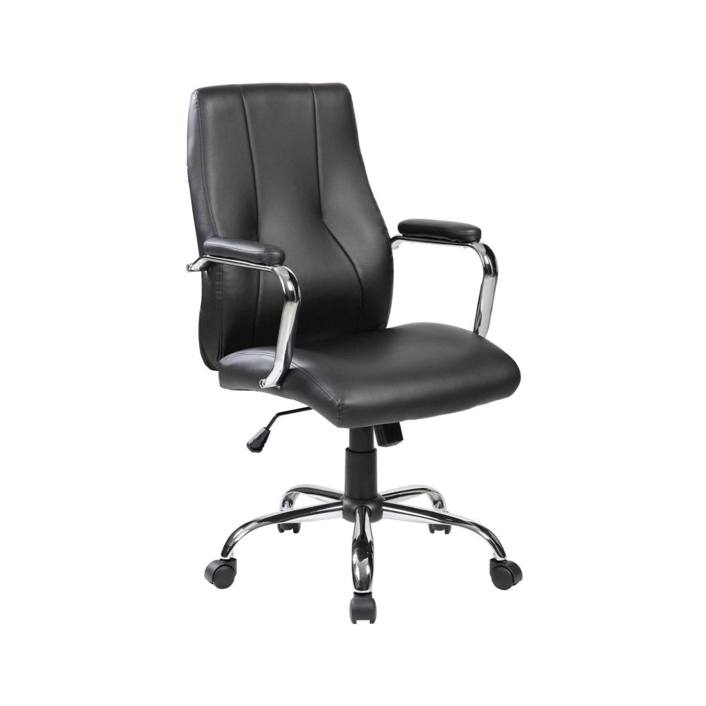 Sedia da ufficio Yuki, Poltrona direzionale con braccioli, Sedia ergonomica da ufficio, 64x58h101/111 cm, Nero