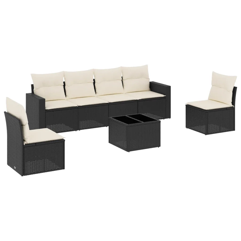 Set Divani da Giardino con Cuscini 7pz Nero Polyrattan 3218806