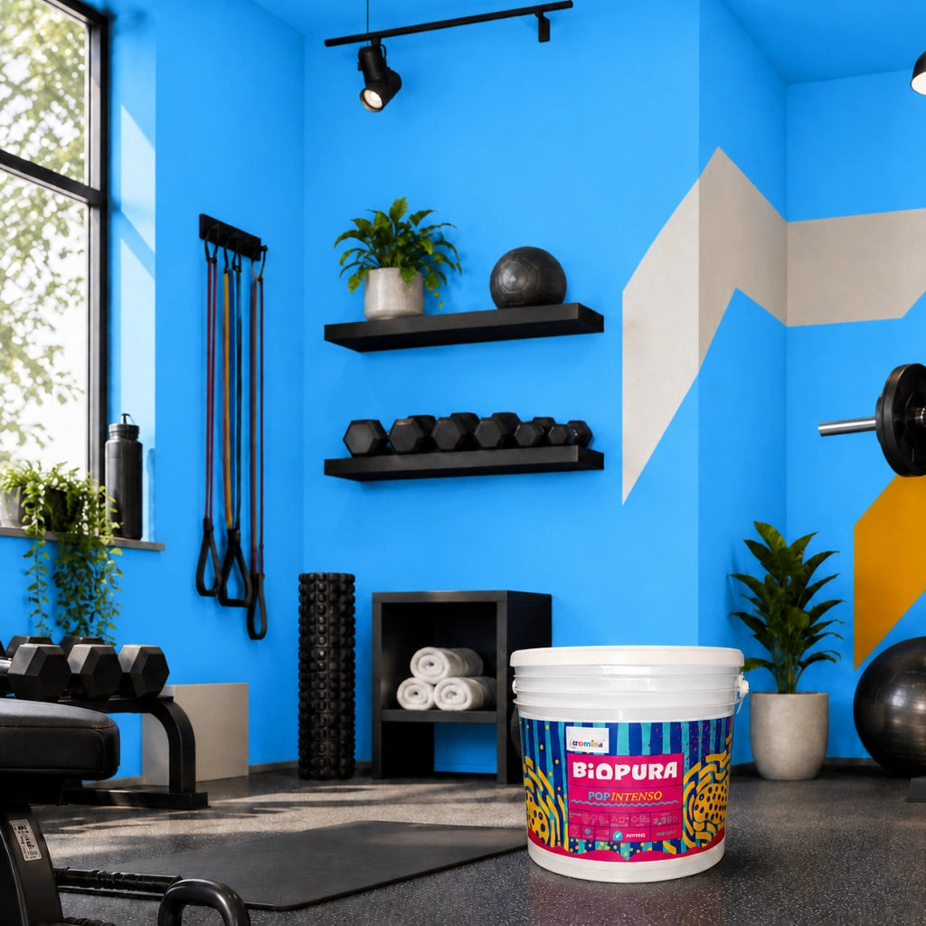 Popintenso palestra e decori interni pittura murale lavabile e coprente cromika *** formato 2.5 lt, colore- blu splas...