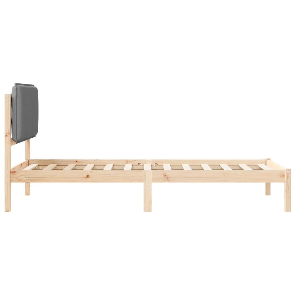 Letto con Testiera Rivestita Grigio chiaro 75 x 190 cm