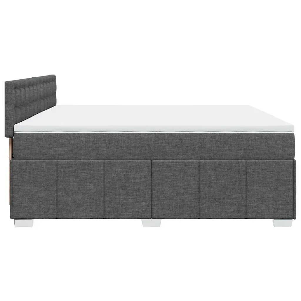 Giroletto a Molle con Materasso Grigio Scuro 200x200 cm Tessuto