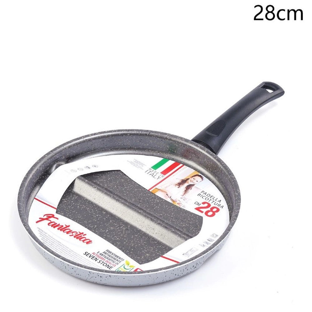Trade Shop - Padella Per Bicottura Con Divisorio Integrato Antiaderente Antigraffio Diametro 28/32 Cm -    -28 Cm   -