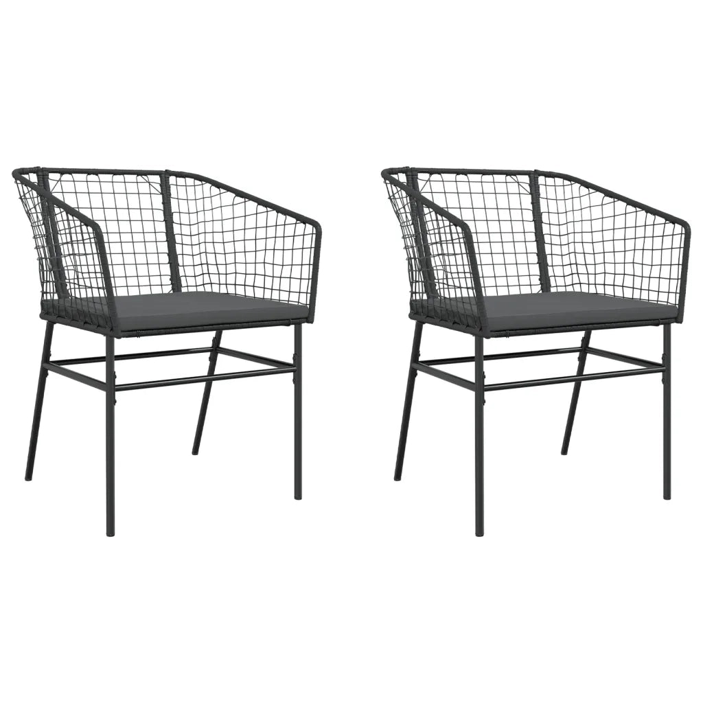 Sedie da Giardino con Cuscini 2 pz Nere in Polyrattan 369100